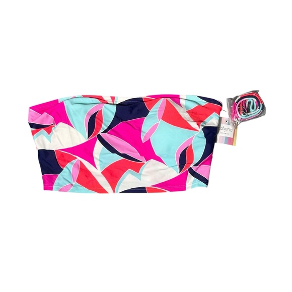 Cabana By Crown & Ivy Multicolor Medium Geometric Bandeau Bikini Top, Medium - Picture 1 of 6